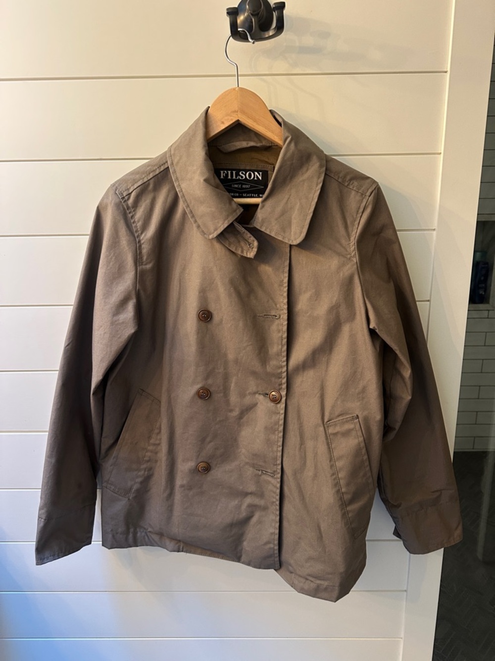 Filson Women's Taupe Utility Double-Breasted Jacket